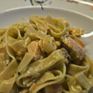 Lachsnudeln in Bärlauch Pesto Sahne Sauce