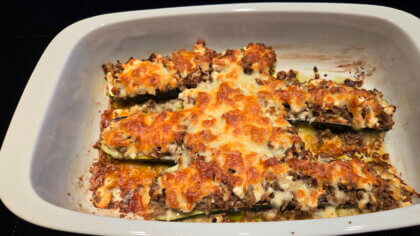 Überbackene Zucchini  frisch aus dem Ofen