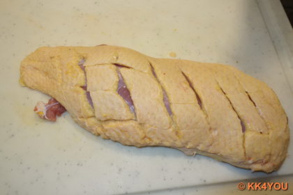 Entenbrustfilets kreuzweise einritzen