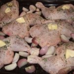 Steinpilze mit Hähnchen und Pfirsichen