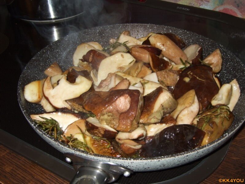 Steinpilze mit Hähnchen und Pfirsichen - CUISINE4YOU