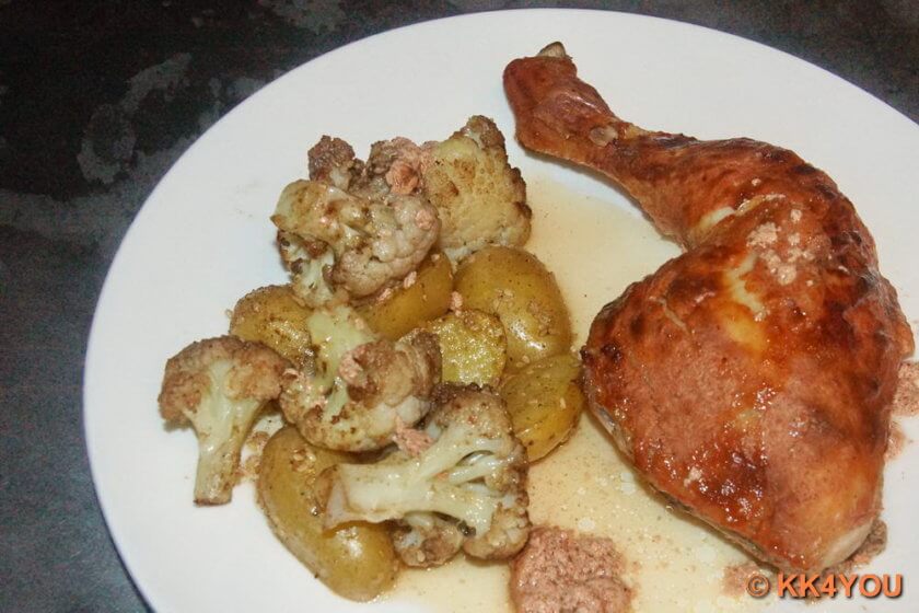 Tandoori Chicken mit Ofenkartoffeln und Blumenkohl